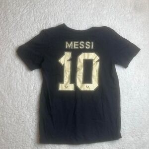 Adidas Lionel Messi #10 black and gold mens‎ tshirt jersey soccer